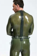 Latex Multi-Use Bondage Codpiece Catsuit with Buckles For Men