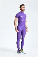 Latex Catsuit in Purple with Short Sleeves