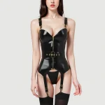 Black Latex Shorts with Red Trim and Opening