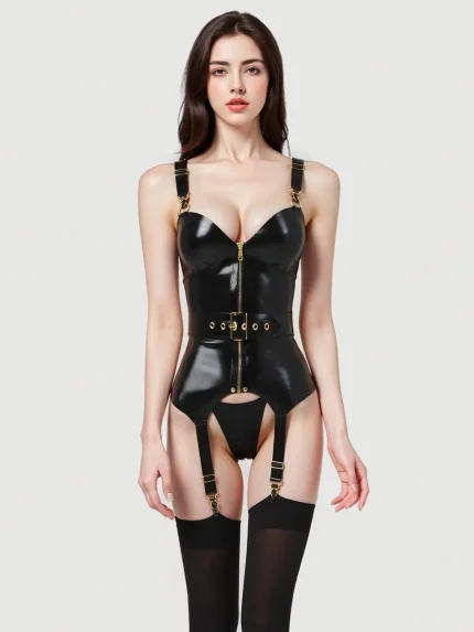 Black Latex Basque & Belt