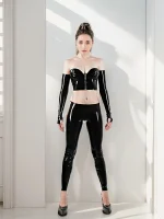 Latex Fitted Legging with Crotch Zipper