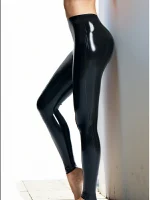Classic Black Latex Leggings with Slim Fit