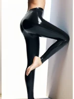 Classic Black Latex Leggings with Slim Fit