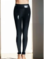 Classic Black Latex Leggings with Slim Fit