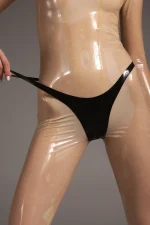 Black Latex Thongs For Women