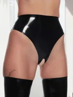 Latex Bra and Panty Set with Crotch Open