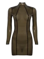 Long Sleeve Transparent Latex Mini Dress Chic