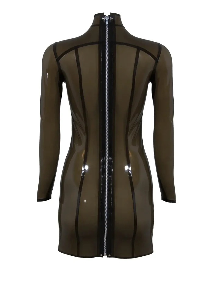 Long Sleeve Transparent Latex Mini Dress Chic
