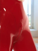 Latex Stella Glossy Red Leggings with High Waist