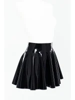 Latex Black Pleated Skirt