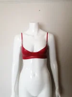 Red Latex Bra with Spaghetti Straps