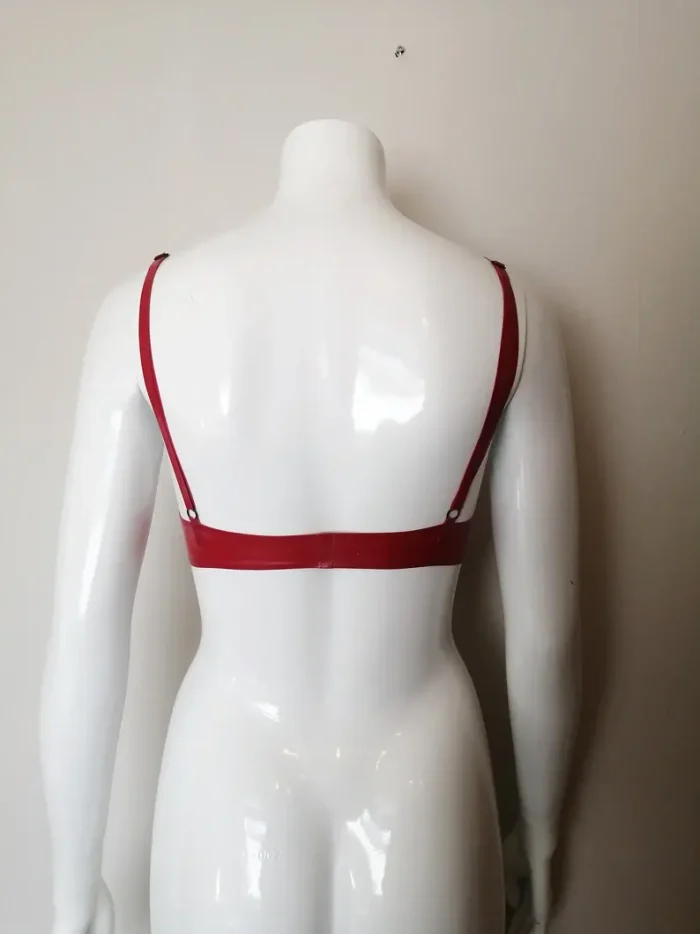 Red Latex Bra with Spaghetti Straps