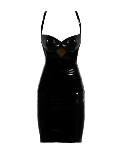 Latex Black Evening Pencil Dress