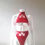 Black Latex Catsuit with Red Paw Print