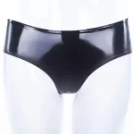 Black Latex Thong with Metal Side Rings