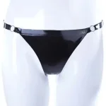 High Waist Latex Briefs with Transparent Panels