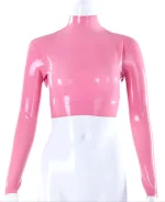 Latex Crop Top with Long Sleeves