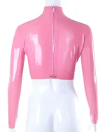 Latex Crop Top with Long Sleeves