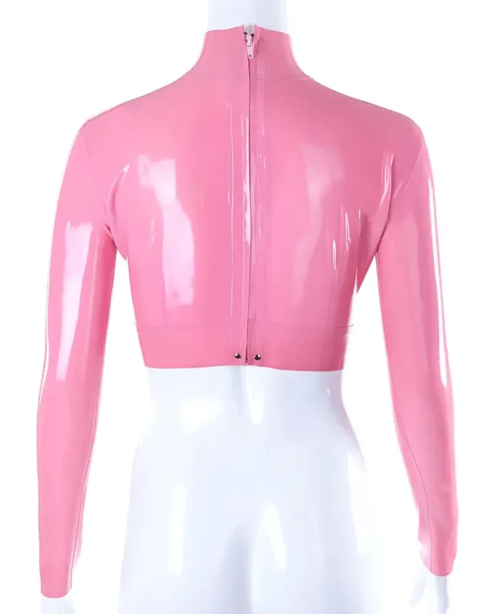Latex Crop Top with Long Sleeves