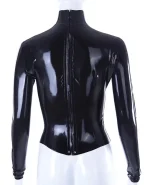 Black Glossy Latex Long Sleeve Fitted Top