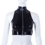 Black Glossy Latex Long Sleeve Fitted Top