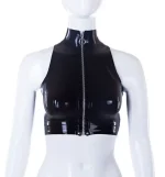 Front Zip Latex Crop Tank