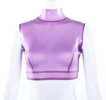 High Neck Latex Crop