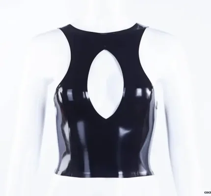 Cutout Back Sleeveless Latex Top