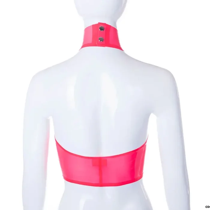 Shiny Latex Pink Kim Halter Top