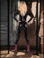 Latex Shoulder Zipper Entry Female Catsuit