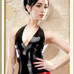 Latex Two Tone Kitsune Top with Strappy Chest