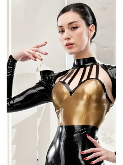 Latex Two Tone Kitsune Top with Strappy Chest