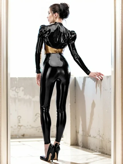 High Waist Black Latex Leggings