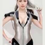 Latex High Waist Cut Leotard
