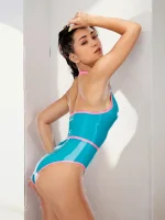 Latex Halterneck Leotard For Women