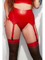 Sexy Red Latex Bra with Garter Belt Set