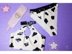 Cow Print Latex Bra & Bikini Set
