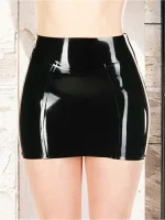 Black Latex Slim-Fit Skirt