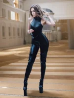 Latex Sleevesless High Neck Catsuit