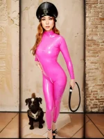 Latex Pink Elegant Female Catsuit
