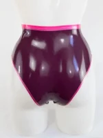 Purple Latex High Waist Panties with Pink Trim