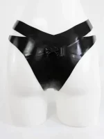 Latex Cross Waistband Briefs With Bow