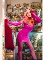 Pink Bodycon Latex Dress