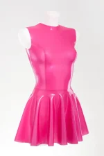Sleeveless Latex Dress with Flared Hem