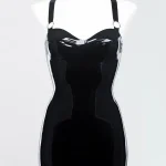 High Collar Latex Sleeveless Mini Dress