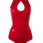 Latex Bodysuit with Contrast Trim and Suspenders
