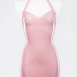 Round Neck Sleeveless Latex Dress