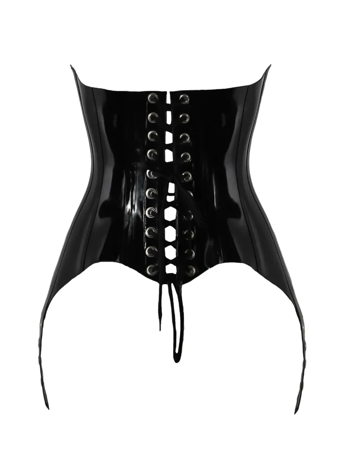 Latex corset with hooks front and eyelets and laces back