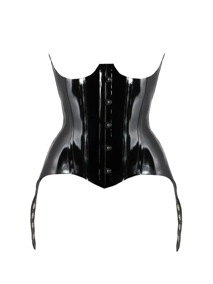 Latex corset with hooks front and eyelets and laces back
