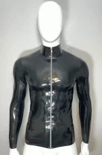 Latex Long Sleeve Top with Front Zipper